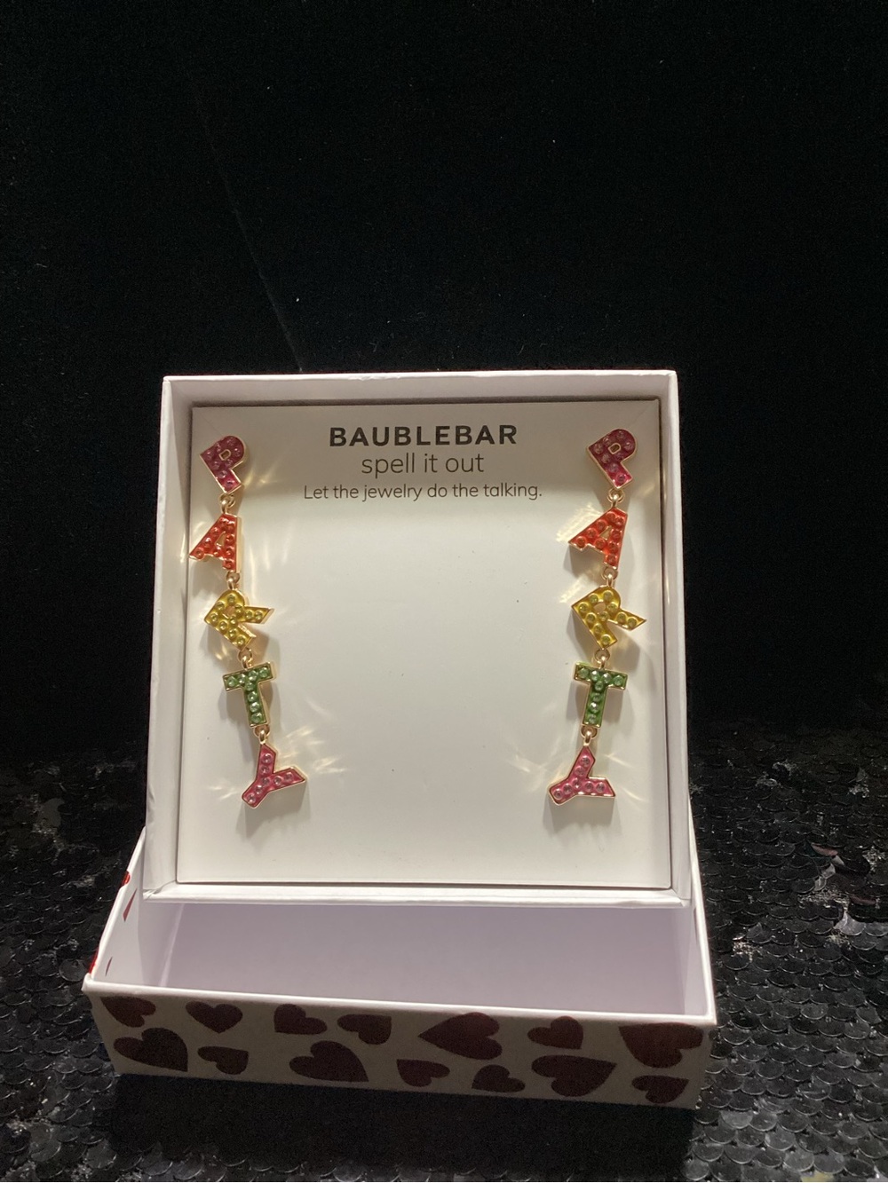 Party BaubleBar Pink Orange Yellow Green Letter Drop Earrings